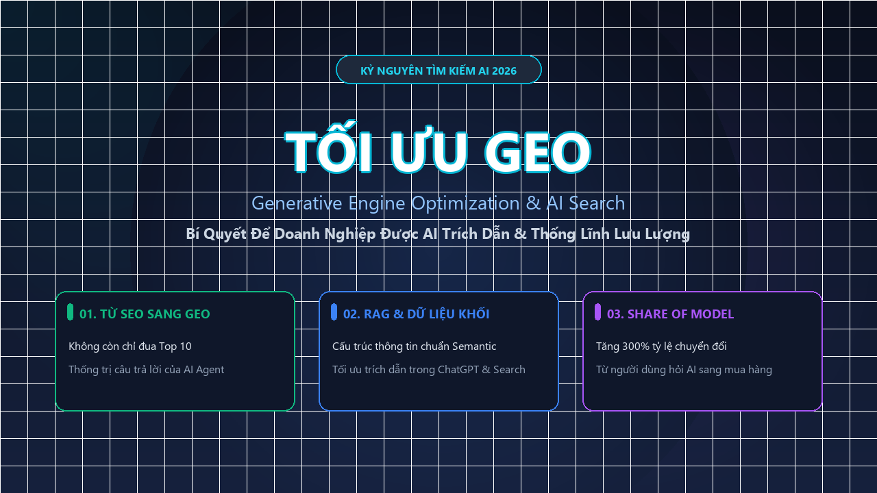 Kỷ Nguyên GEO 2026: Bí Quyết Đưa Doanh Nghiệp Lên Câu Trả Lời Của AI Search Thay Vì Top 10 Google